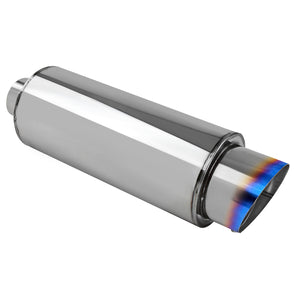 Coolstuffguru 4" Fireball-Style Stainless-Steel Muffler with Burnt Tip + Silencer