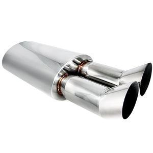 Coolstuffguru Universal Fitment Dtm Style Dual Tip Muffler Stainless Steel