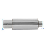 Coolstuffguru 4" Round Tip 2.5" Inlet Stainless Steel Spiral Flow Exhaust Muffler w/ Silencer