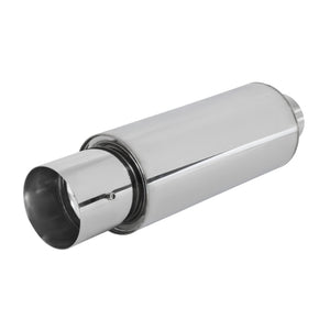 Coolstuffguru 4" Round Tip 2.5" Inlet Stainless Steel Spiral Flow Exhaust Muffler w/ Silencer