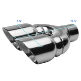 Coolstuffguru 2.5" Inlet / 3.5" Outlet Chrome Stainless Steel Dual Round Exhaust Muffler Tip