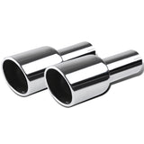 Coolstuffguru 4" Slant Angle Cut Round Tip 2.5" Inlet Chrome Stainless Steel Exhaust Muffler