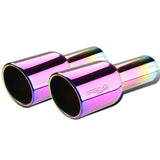 Coolstuffguru 4" Purple Slant Titanium Dual Burnt Tip 2.5" Inlet S/S Racing Exhaust Muffler