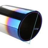 Coolstuffguru 3.75" Slant Titanium Burnt Tip 2.5" Inlet Chrome S/S Dual Racing Exhaust Muffler