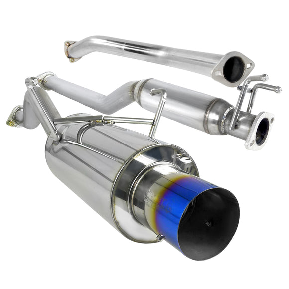 Coolstuffguru Compatible with Honda Civic EX 2 4 Door Full Catback Exhaust System w/ Titanium Burnt Tip