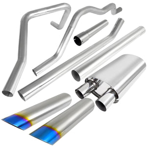 Coolstuffguru Compatible with Ford F150 4.6L 5.4L V8 Dual Burnt Slant Tip Catback Exhaust Muffler