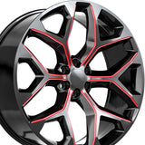 1 X O.E. Revolution G-09 Gloss Black & Red Milled 22X9 6x139.7 78.1 Hub 24 Offset Black, Red Wheel Rim