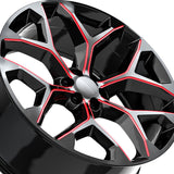 1 X O.E. Revolution G-09 Gloss Black & Red Milled 22X9 6x139.7 78.1 Hub 24 Offset Black, Red Wheel Rim