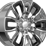 1 X O.E. Revolution G-37 Nano Chrome & Black Inserts 22X9 6x139.7 78.1 Hub 31 Offset Chrome, Black Wheel Rim