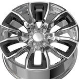 1 X O.E. Revolution G-37 Nano Chrome & Black Inserts 22X9 6x139.7 78.1 Hub 31 Offset Chrome, Black Wheel Rim