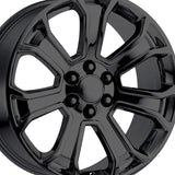 1 X OEP 166B 22X9 6X5.50 78.1 Hub +24 Offset Gloss Black Wheel Rim