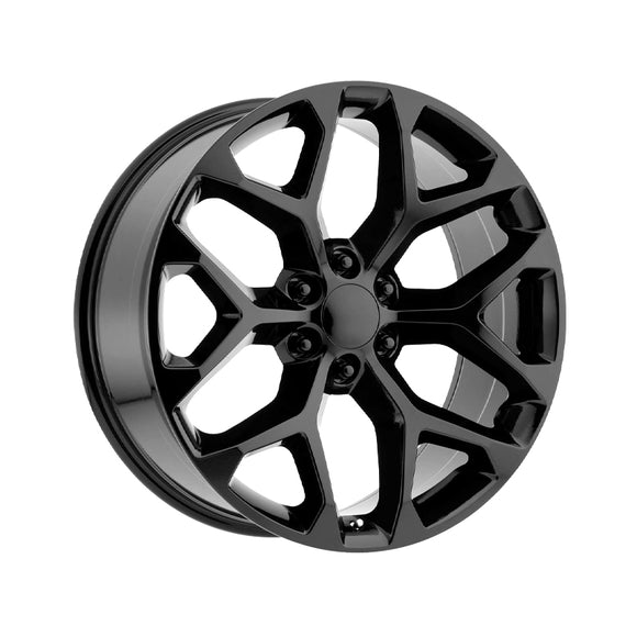 1 X OEP 176B 22X9 6X5.50 78.1 Hub +24 Offset Gloss Black Wheel Rim