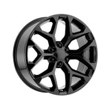 1 X OEP 176B 22X9 6X5.50 78.1 Hub +24 Offset Gloss Black Wheel Rim