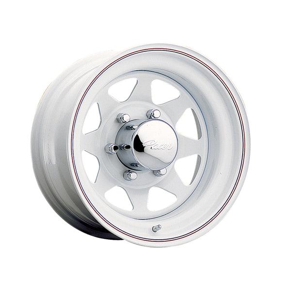 Pacer 603310W WHITE SPOKE 15X6 5X4.50 83.82 Hub -06 Offset White Wheel Rim