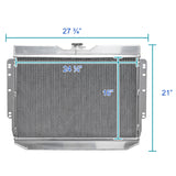 Coolstuffguru Compatible with Chevy Impala Biscayne 3-Row Chrome Aluminum Cooling Radiator