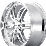1 X RIDLER 609 22X9.5 6-139.7 106.1 Hub 18 Offset Chrome Wheel Rim