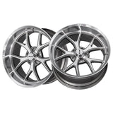 1 X RIDLER 661 18X9.5 5x114.3 83.82 Hub 0 Offset Gloss Grey with Diamond Cut Face and Lip Wheel Rim