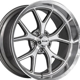 1 X RIDLER 661 18X9.5 5x114.3 83.82 Hub 0 Offset Gloss Grey with Diamond Cut Face and Lip Wheel Rim