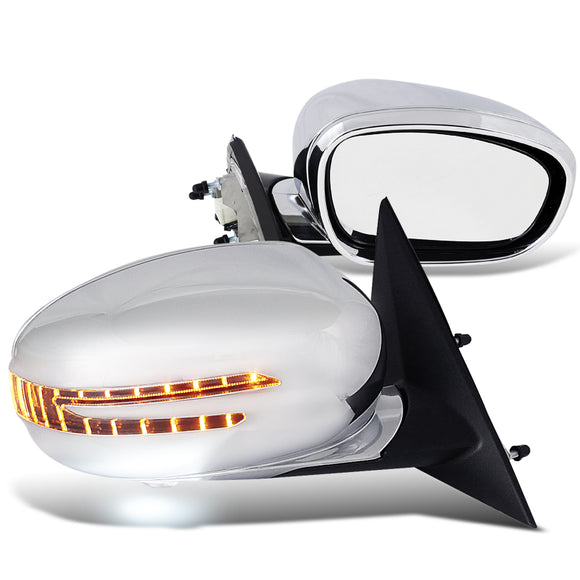 Coolstuffguru Compatible with Dodge Magnum Rt Se Chrysler 300 Chrome Power Fold Side Mirrors Led Turn Signal