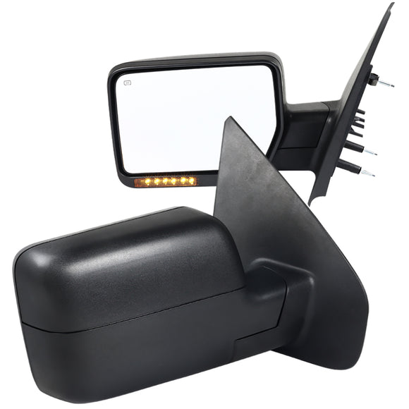 Coolstuffguru Compatible with Ford F150 Power Heated Side Mirrors w/LED Signal Lamps Left+Right