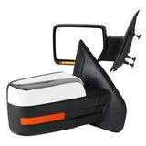 Coolstuffguru Compatible with Ford F150 Chrome Power Heated View Mirrors w/LED Signal+Puddle Lamps Left+Ri