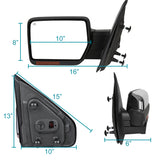 Coolstuffguru Compatible with Ford F150 F-150 Silver Power/Heated View Mirror w/ LED Signal+Puddle Lamp [Left]