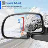 Coolstuffguru Power Heated View Side Mirrors Left+Right Compatible with 2003-2007 Chevy Silverado Sierra