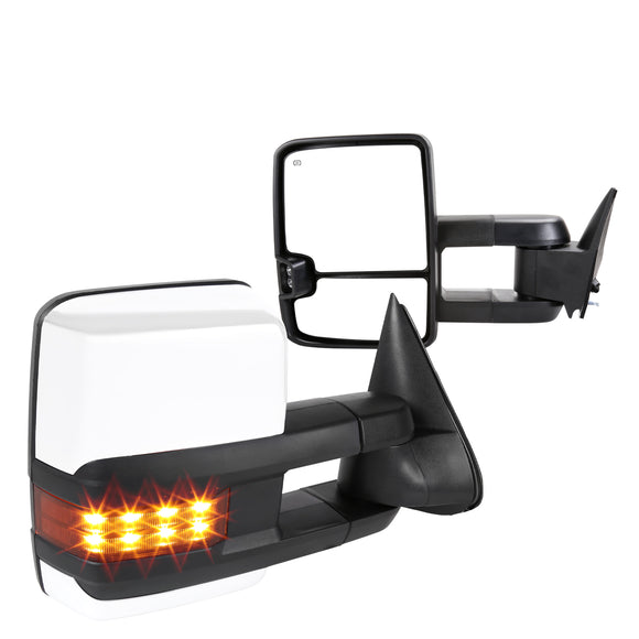 Coolstuffguru Compatible with Chevy C10 C/K Tahoe GMC Yukon Chrome Power Heated LED Signal Towing Side Mirrors