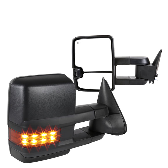 Coolstuffguru Compatible with Chevy C/K GMC Yukon Tahoe POWER+HEATED Towing Side Mirrors w/ LED Amber Signal