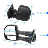 Coolstuffguru Compatible with Ford Pickup Black Manual Extendable Towing Mirrors Driver & Passenger