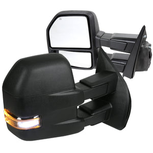 Coolstuffguru Compatible with Ford F150 Pickup Power Heated Tow Mirrors w/ Smoke Lens LED Signal+Puddle