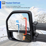 Coolstuffguru Compatible with Ford F150 Chrome Power Heated Tow Mirrors w/ Smoke Lens LED Signal+Puddle