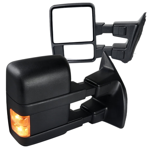 Coolstuffguru Manual Towing Mirrors Turn Signal Lights Compatible with 2003-2015 Ford F250 Super Duty