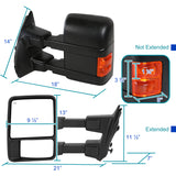 Coolstuffguru Compatible with Ford F250 SuperDuty Manual Extend Towing Mirrors Amber Turn Signal Pair