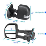 Coolstuffguru Compatible with Ford F250 SuperDuty Black Power Heat BSM Temp Sensor Tow Mirrors+LED Signal