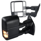 Coolstuffguru Black Telescopic Towing Mirror Smoke Signal Power Heated Compatible with 1999-2015 Ford F250 Super Duty