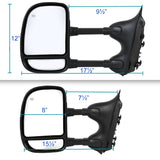 Coolstuffguru Compatible with Ford F250 F350 F450 F550 Super Duty Power Heated Extended Side Mirrors