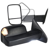 Coolstuffguru Black Telescopic Towing Mirrors Clear Signal Power Heated Compatible with 2002-2008 Dodge Ram