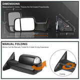 Coolstuffguru Black Power Folding Heated Towing Side Mirrors+LED Signal+Puddle+Temp Sensor Compatible with Dodge Ram 2013-2017