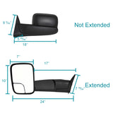 Coolstuffguru Compatible with Dodge Ram Extending Fold Towing Tow Trailer Power Mirrors Left+Right