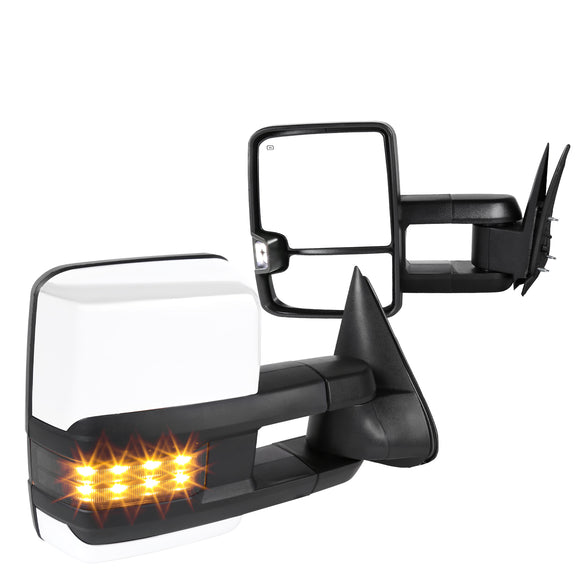 Coolstuffguru Compatible with Chevy Silverado GMC Sierra LED Smoke Signal POWER+HEATED Towing Side Mirrors