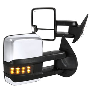 Coolstuffguru Compatible with Chevy Tahoe Yukon Silverado Smoke Lens LED Signal Power Heated Tow Mirrors Pair