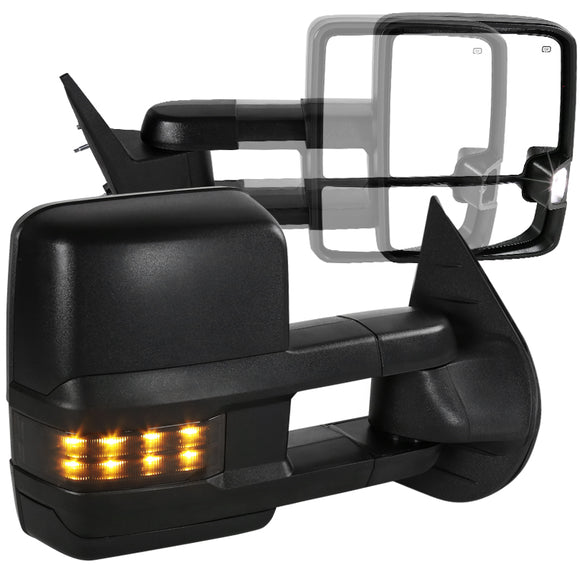 Coolstuffguru Compatible with Chevy Silverado Tahoe GMC Sierra Facelift Smoke LED Signal Power+Heated Towing Mirrors