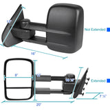 Coolstuffguru Compatible with Chevy Silverado GMC Sierra Manual Extend Towing Side Mirrors Left+Right