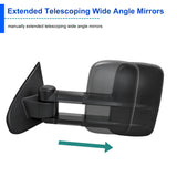 Coolstuffguru Compatible with Chevy Silverado GMC Sierra Manual Extend Towing Side Mirrors Left+Right