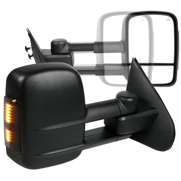 Coolstuffguru Compatible with Chevy Silverado GMC Sierra 1500 Black Power Heated Side Mirror+LED Signal