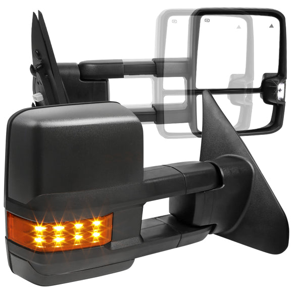 Coolstuffguru Power Heated Towing Mirrors+Amber LED Signal lights Compatible with 2007-2021 Toyota Tundra