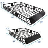 Coolstuffguru 64" Extendable Roof Rack Black Steel Luggage Cargo Carrier Top Basket SUV Truck