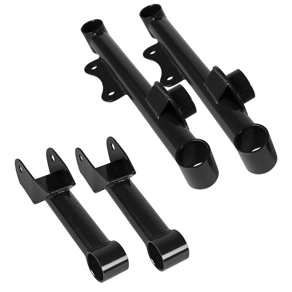 Coolstuffguru Compatible with Ford Mustang Black Carbon Steel Spec-D Rear Upper+Lower Control Arms Kit 4PC