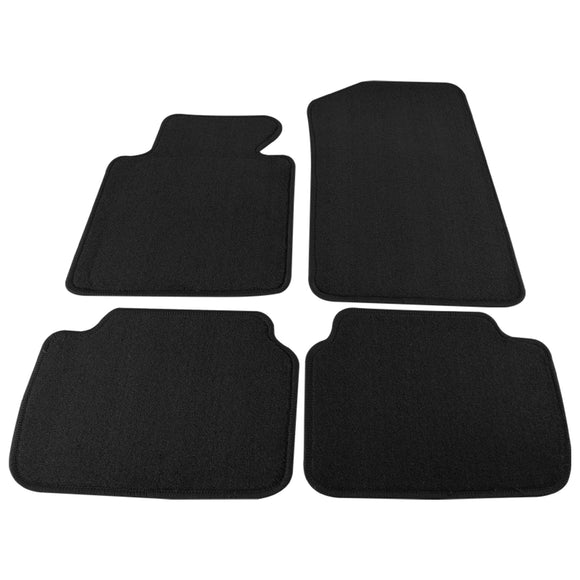 Coolstuffguru Compatible with BMW E46 3-Series Black Cotton Car Floor Mats Carpet Front+Rear 4PC